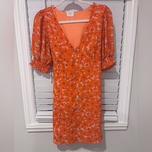Sienna Sky Vibrant Orange Floral Midi Dress